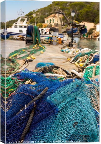 Fishing nets in the port of Cala Figuera, Majorca Canvas Print by MallorcaScape Images
