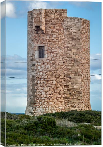 Old watchtower Torre d'en Beu in Cala Figuera Canvas Print by MallorcaScape Images