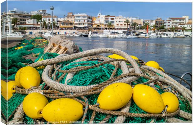 fishing nets in harbour of Cala Rajada in Majorca Canvas Print by MallorcaScape Images