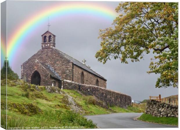 Buttermere church, after the rain Canvas Print by Sue Walker