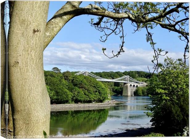 Menai Bridge, Anglesey Canvas Print by Sue Walker