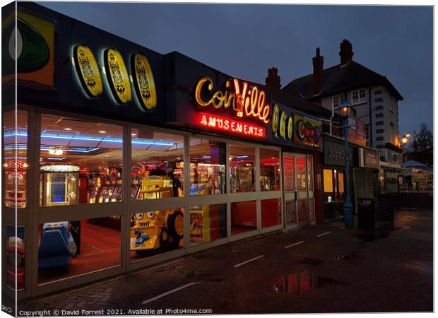 Coinsville Amusements Skegness at night Canvas Print by David Forrest