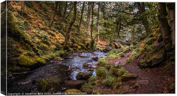 Burbage Brook, Padley Gorge Canvas Print by Jonathan Bird