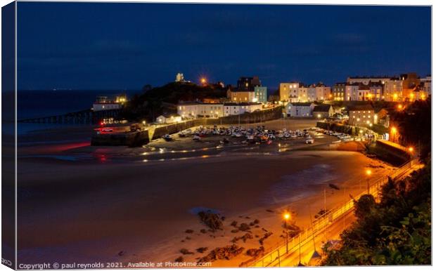  Tenby harbour on a summers evening  Canvas Print by paul reynolds