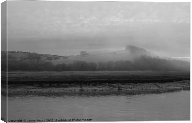Misty morning on the River Torridge Canvas Print by James Moore