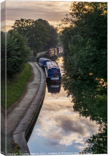 Canal Sunrise  Canvas Print by Lesley Pegrum