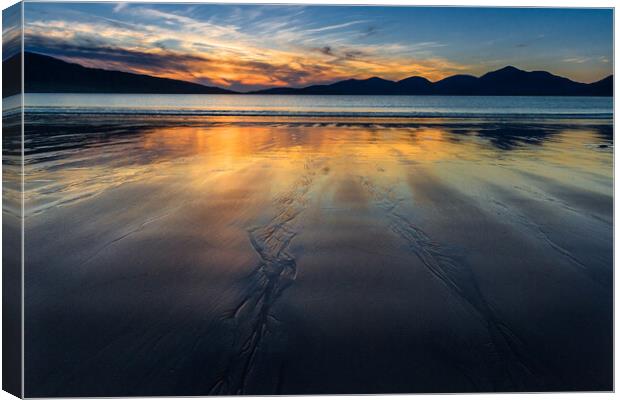 Gergeous sunset on Luskentyre beach, Isle of Harri Canvas Print by Andrea Obzerova