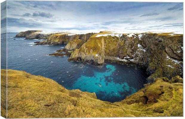Selchie Geo, Shetland Islands, St Ninian's Canvas Print by Andrea Obzerova