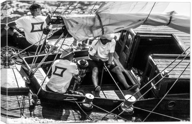 Crew on classic yacht. Canvas Print by Ed Whiting