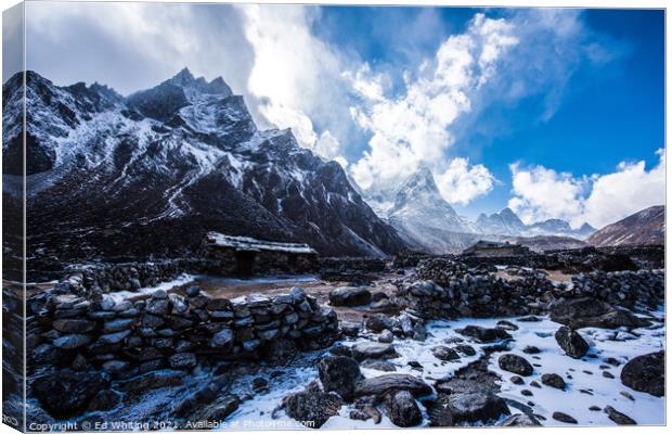 Everest Trail, the long walk. Canvas Print by Ed Whiting