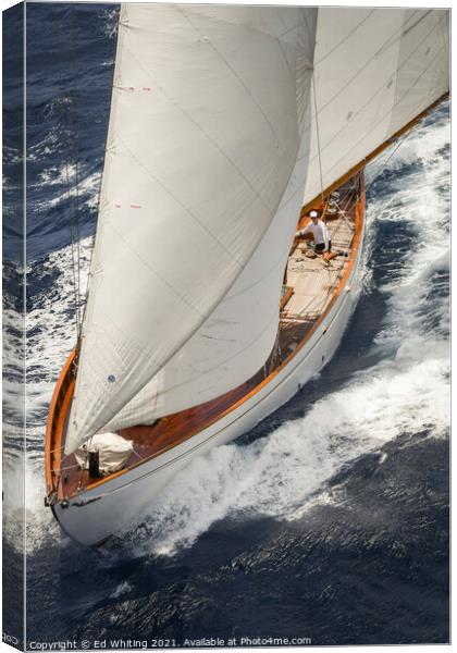 Classic lines and full sails, Classic racing. Canvas Print by Ed Whiting