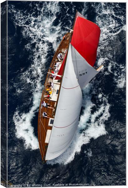 Classic yacht Mah Jong racing. Canvas Print by Ed Whiting