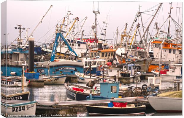 Newlyn fishing boats. Canvas Print by Ed Whiting