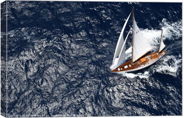 Classic Yacht from above. Canvas Print by Ed Whiting