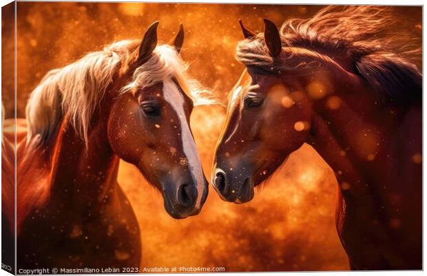 Couple of brown horses Canvas Print by Massimiliano Leban