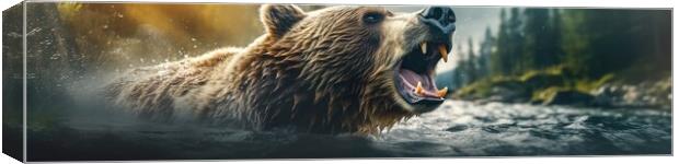 Bear in a river Canvas Print by Massimiliano Leban
