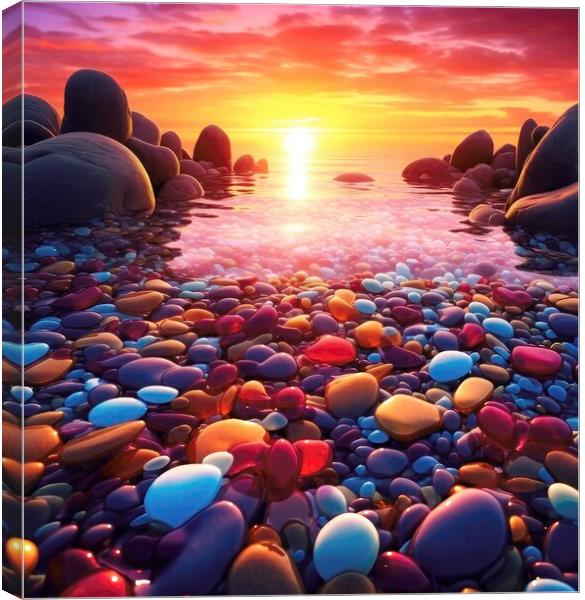 Multi-coloured beach Canvas Print by Massimiliano Leban