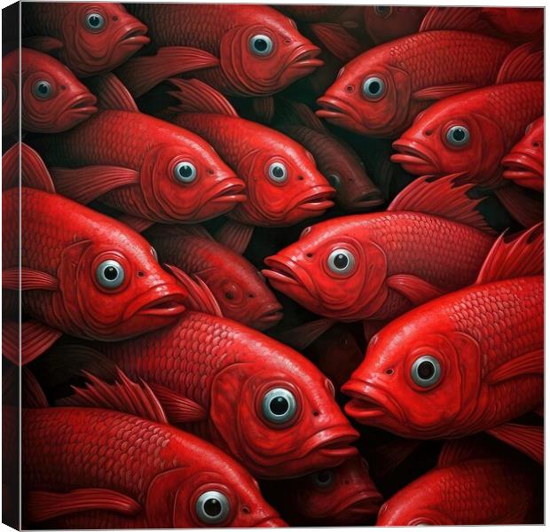 Red fishes paint Canvas Print by Massimiliano Leban