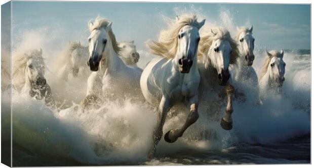 White horses riding Canvas Print by Massimiliano Leban