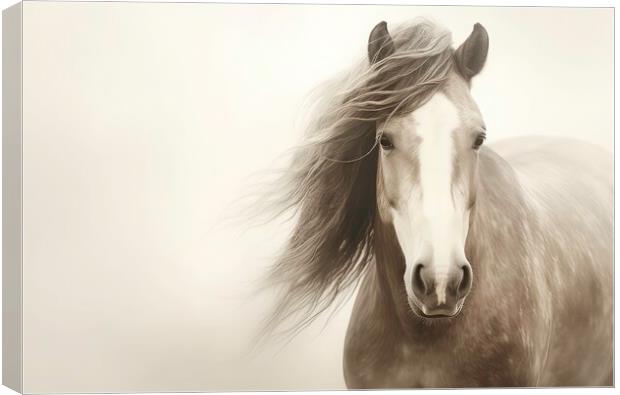 A close up of a Stallion with Majestic Mane Canvas Print by Massimiliano Leban