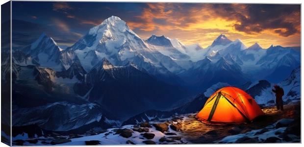Camping in mountain on winter Canvas Print by Massimiliano Leban