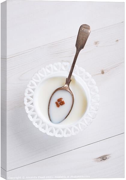 Cereal Bowl With Spoon Canvas Print by Amanda Elwell