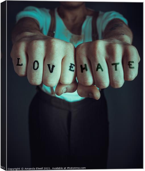 Love And Hate Canvas Print by Amanda Elwell