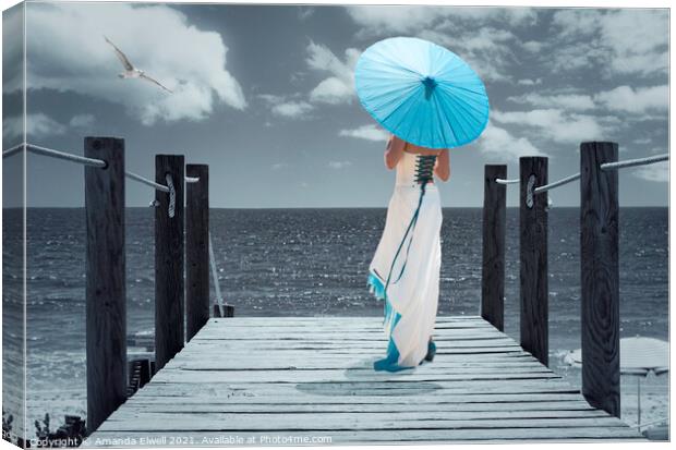 The Turquoise Parasol Canvas Print by Amanda Elwell