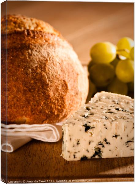 Rustic Bread With Cheese Canvas Print by Amanda Elwell