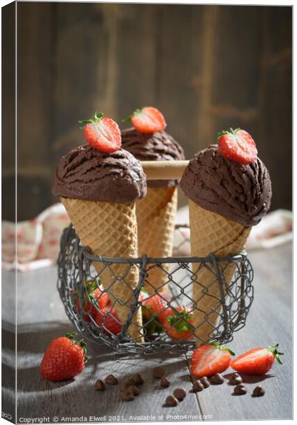 Chocolate Ice Creams Canvas Print by Amanda Elwell