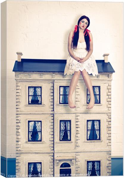 Sitting on a dolls house Canvas Print by Amanda Elwell