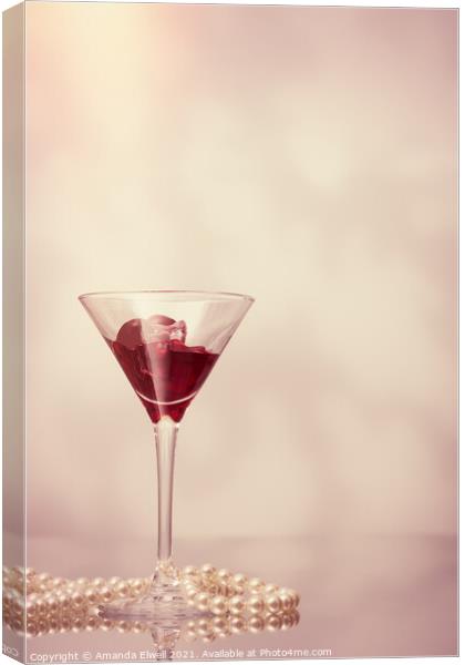 One Cocktail With Pearl Necklace Canvas Print by Amanda Elwell