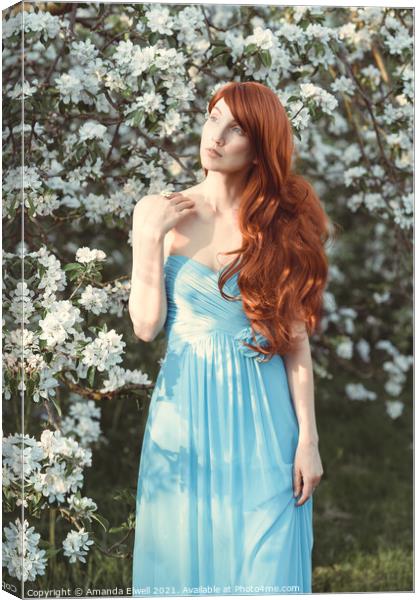 Woman In Spring Blossom Canvas Print by Amanda Elwell