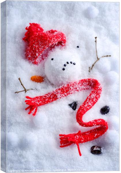 Melted Snowman Canvas Print by Amanda Elwell