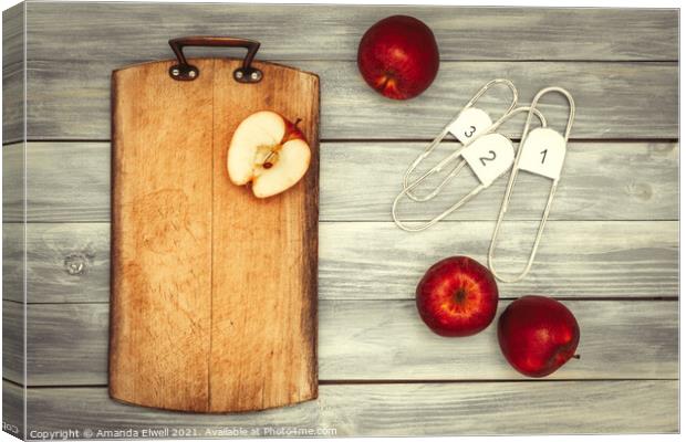 Apples & Chopping Board Canvas Print by Amanda Elwell