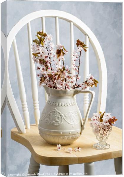 Jug Of Spring Blossom Canvas Print by Amanda Elwell