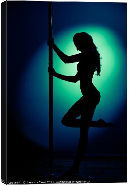 Silhouette Of Pole Dancer Canvas Print by Amanda Elwell