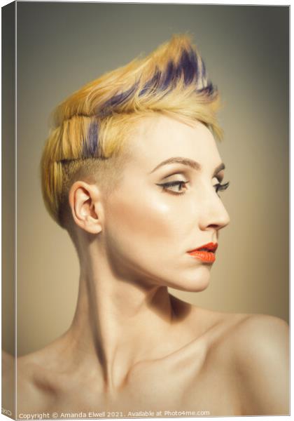 Woman With An Edgy Hairstyle Canvas Print by Amanda Elwell