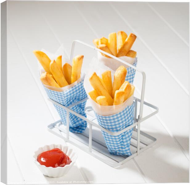 Chips With Ketchup Canvas Print by Amanda Elwell