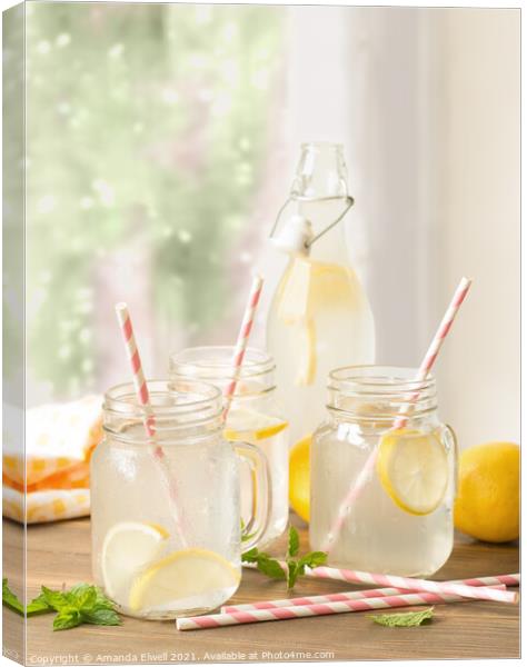 Lemon Drinks In The Window Canvas Print by Amanda Elwell