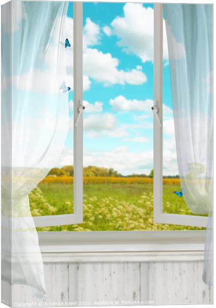 Open Country Window Canvas Print by Amanda Elwell