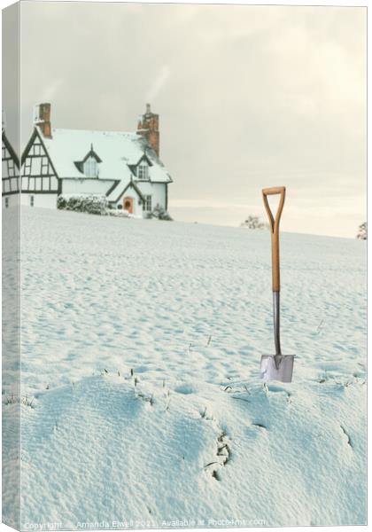 Digging Out Snow Canvas Print by Amanda Elwell