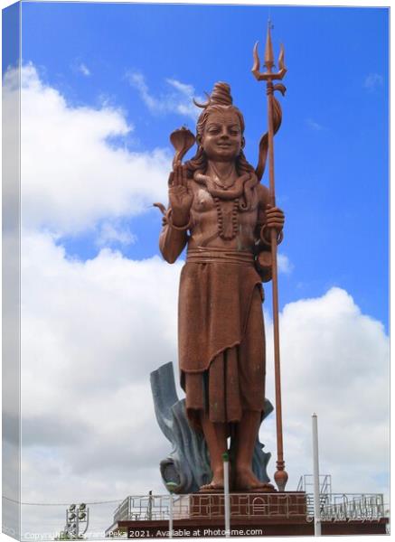 Giant statue of Lord Shiva at Grand Bassin in Mauritius Canvas Print by Gerard Peka