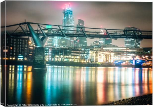 London Skyline River Thames Reflections Canvas Print by Peter Greenway
