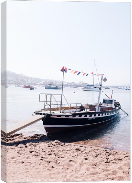 Shaldon's Historic Pedestrain Ferry On Terignmouth's Back Beach Canvas Print by Peter Greenway