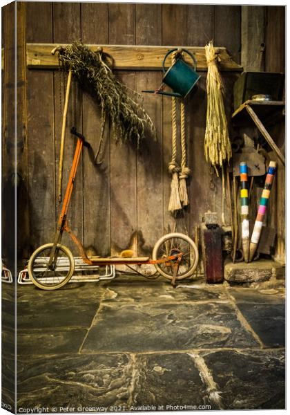 An Eclectic Mix Of An Old Scooter, Rope & Croquet  Canvas Print by Peter Greenway