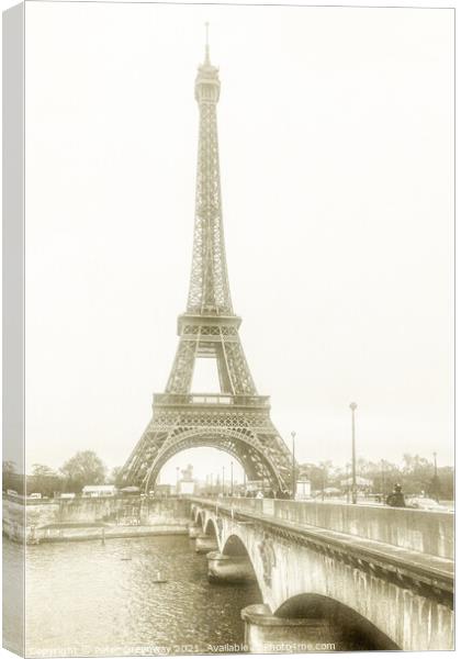 The Eiffel Tower In Winter ( Monochrome ) Canvas Print by Peter Greenway
