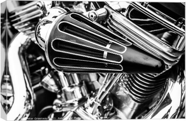 Classic Motorbike Chrome Engine Canvas Print by Peter Greenway