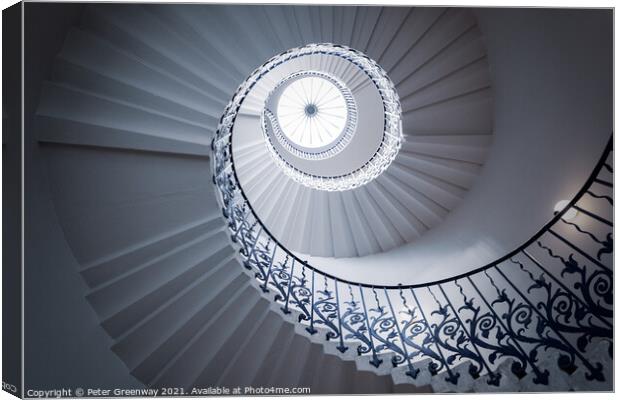 Tulip Spiral Staircase, Queen's House in Greenwich Canvas Print by Peter Greenway