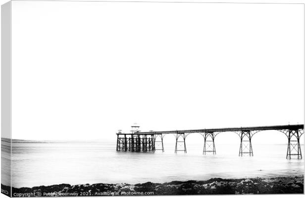 The Victorian Pier In Clevedon In Long Exposure Canvas Print by Peter Greenway